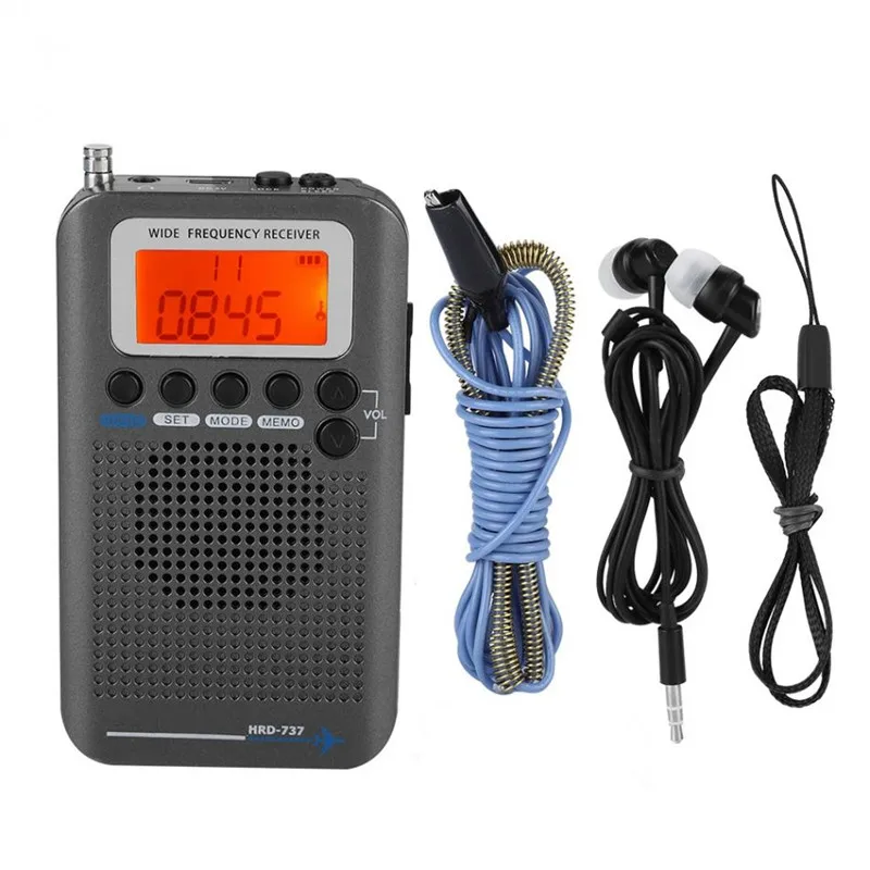 Portable Full Band Channel Aircraft Radio Receiver Portable Alarm Clock Sound Horn AIR/FM/AM/CB/VHF/SW Charging Speaker Receiver