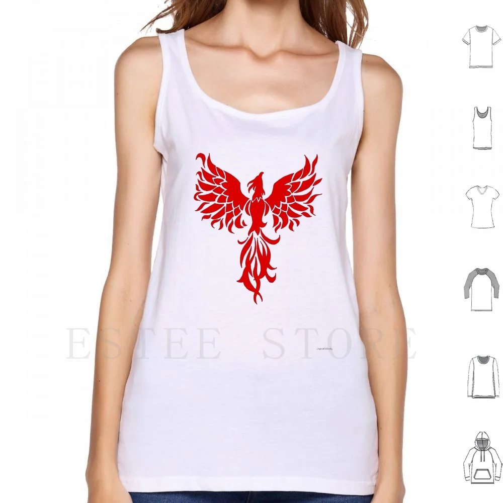 Phoenix #2 Tank Tops Vest Cotton Phoenix Fire Firebird Mythology Mythological Legendary Legend Bird Flying Abstract Red Flames