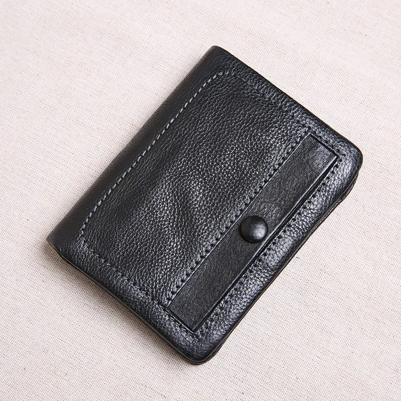 PNDME designer luxury genuine leather men women\'s wallet handmade soft first layer cowhide youth simple black short small purse