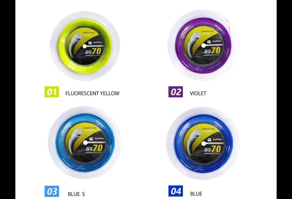 Alpha Badminton Saite 200m Rollen Haltbarkeit 0,7mm hohe umfassende Leistung Badminton Saite 30lbs Ball Zubehör70 – Detail 9