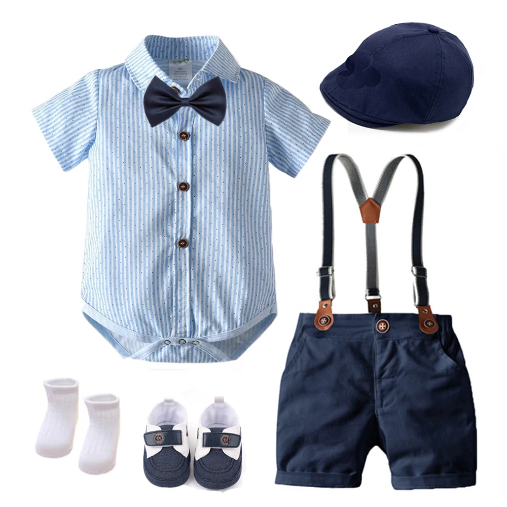 Summer 1st Birthday Party Dresses for Boy 3-18M Infant Formal Clothes Baby Gentleman Boutique Gift Set Toddler 7PCS Outfit Suit