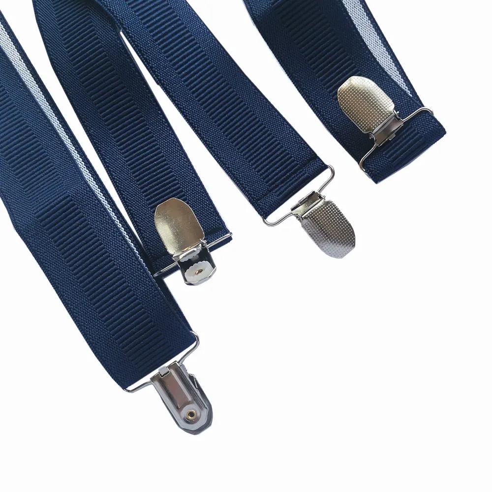 Diskon Besar Suspender Cetak Tulang Rusuk Lebar 3.5Cm Pria Hitam Biru Tua Putih Gading Elastis Dapat Disesuaikan 4 Klip Suspender untuk Hadiah Wanita Dewasa