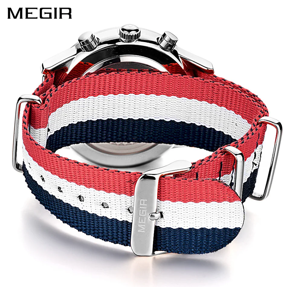 Fabric Watch Strap with Rose Gold Pin Buckle 22mm Watch Band Fashion Causal Canvas Bracelet Straps for MEGIR men watch 2011