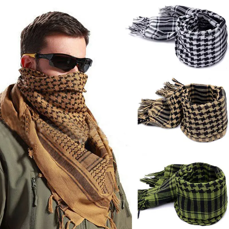 Fashion Mens Lightweight Square Outdoor Shawl Military Arab Tactical Desert Army Shemagh KeffIyeh Arafat Scarf Fashion