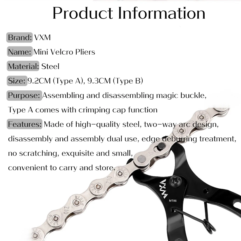 VXM Bicycle Open Close Chain Link Magic Buckle Removal Quick Repair Tool Bike Mini Chain Link Magic Buckle Pliers Chain Wrenches