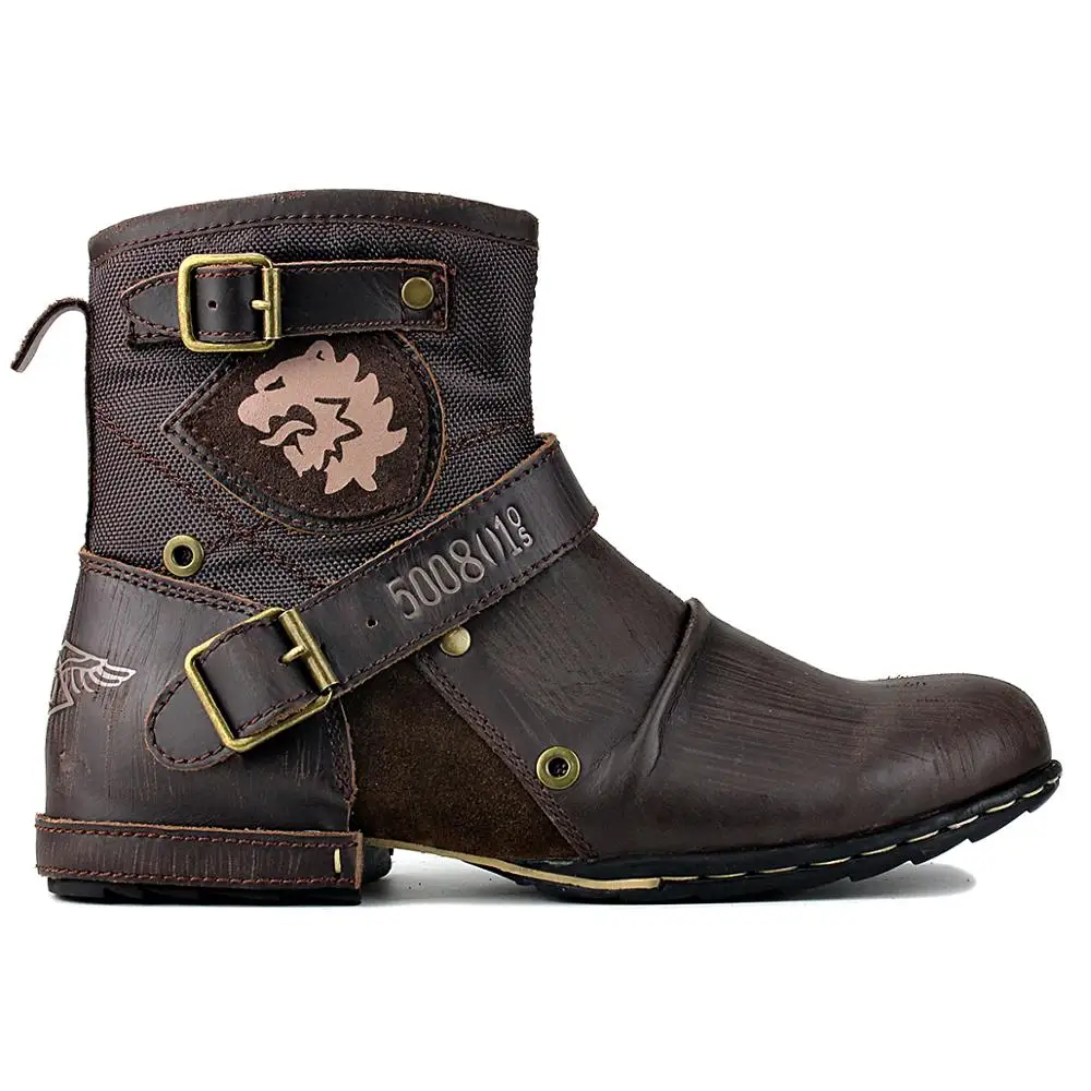 

2020 spring autumn OTTO ZONE Western Boots Genuine Leather Mens Motorcycle Boots Ankle Boots Men's Casual Boots 5008-1-N-D