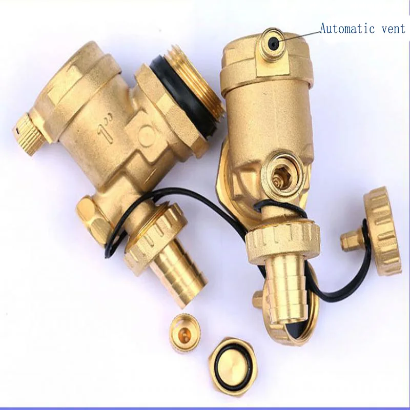 Accesorios separadores de agua para calefacción de suelo, conjunto de válvula de escape automática, drenaje manual de escape automático de tres vías
