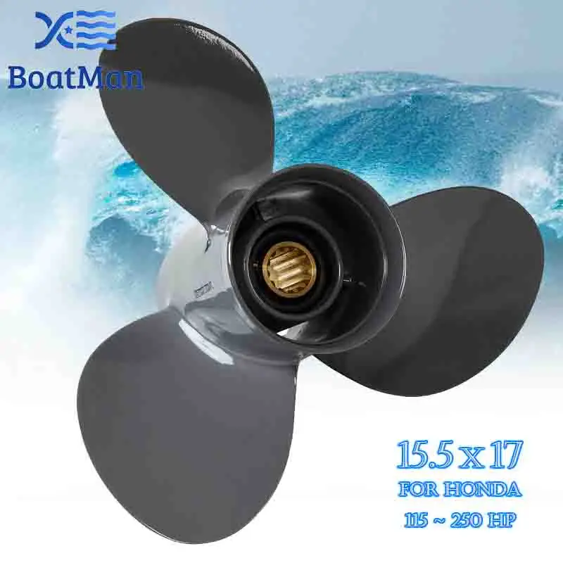 BoatMan® 15.5x17 Aluminum Propeller for Honda 115HP 135HP 150HP 200HP 225HP 250HP Outboard Motor 15 Tooth Engine 58130-ZY3-017AP