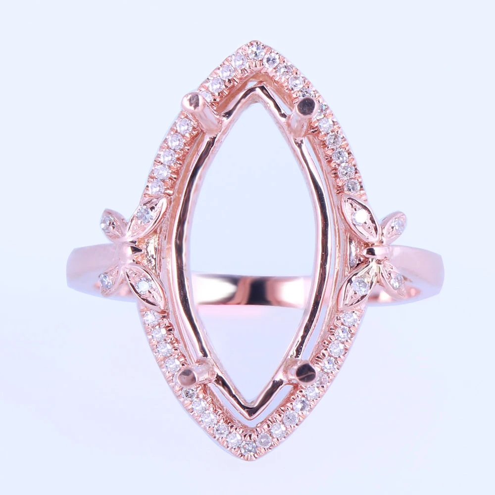 

HELON Marquise 17x8 мм однотонное 14K розовое золото 0.21ct натуральные бриллианты, полукрепление, обручальное кольцо, оправа, женские свадебные ювелирные изделия
