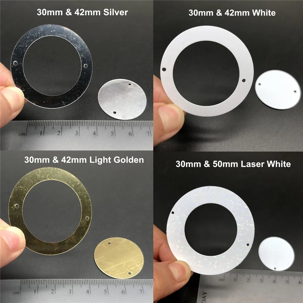 42mm 50mm Large Dual Circle Loose Hologram Sequin Paillette Sewing Decoration,Wedding Craft,Women Kids DIY Garment Accessory