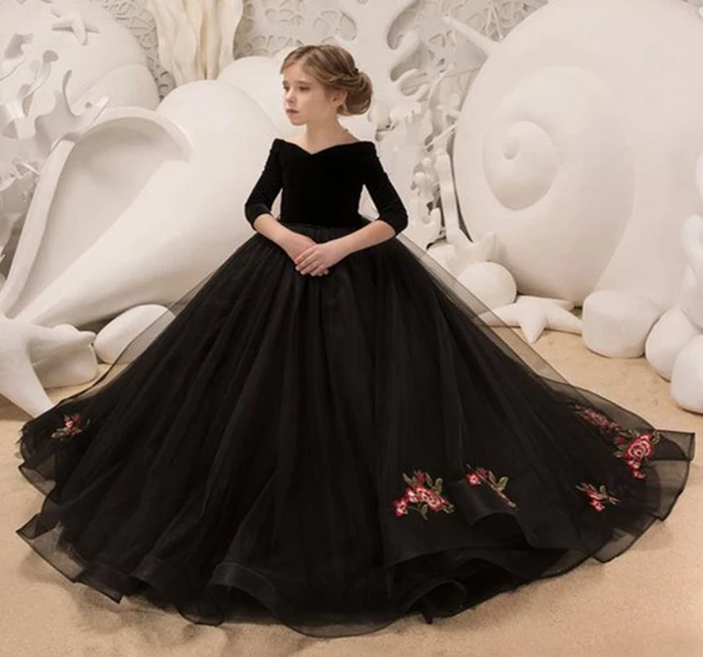 Black Children s Graduation Dress Girls Black Tulle Dresses Elegant Girls Dress Girls Casual Dresses Aliexpress