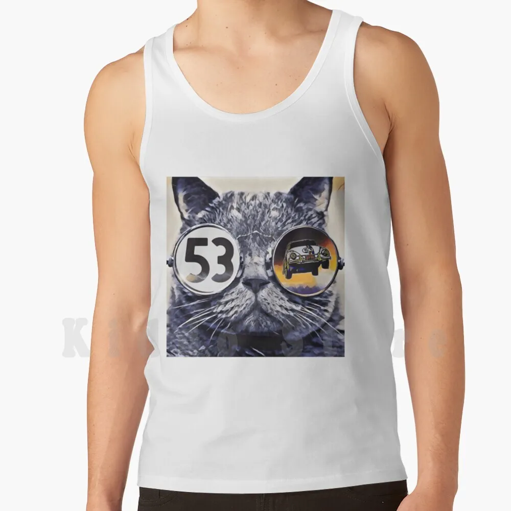 Cat Wearing Glasses. Tank Tops Vest 100% Cotton Herbie Bug Automobile Racecar Cat Sunglasses 53