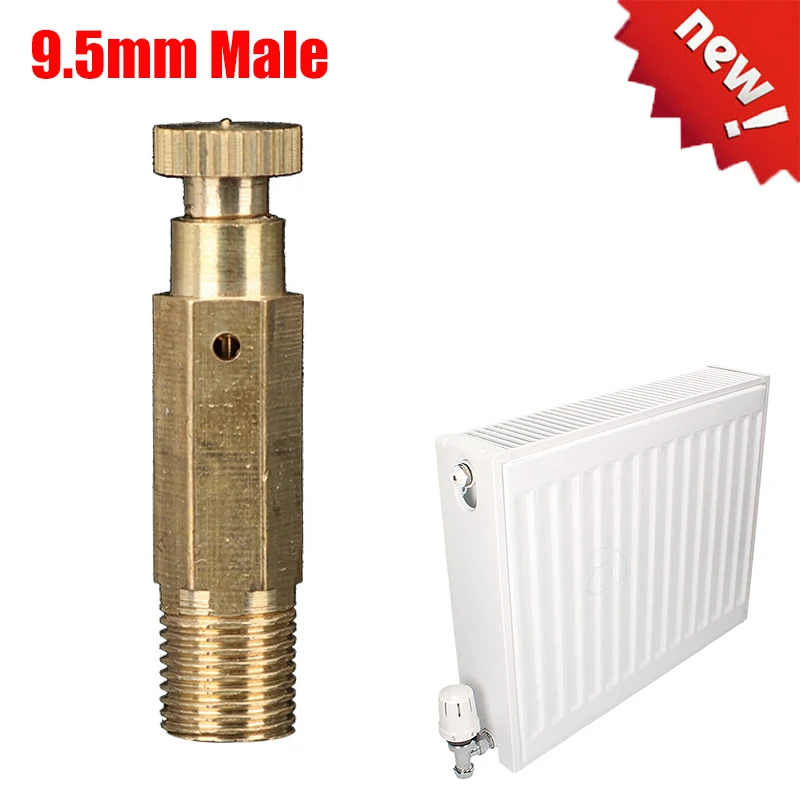 Manual Air Vent Thread 9.5mm Male Radiator Air Vent Bleeding Plug Valve