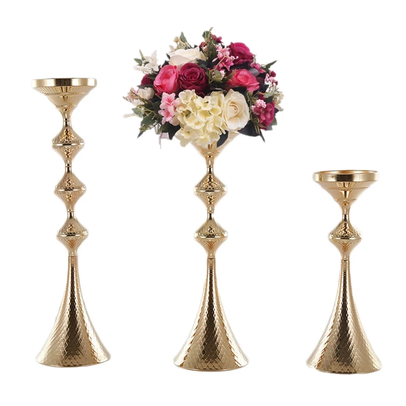 10 PCS Metal Vase Candle Holders Candle Stick Wedding Centerpiece Event Road Lead Flower Stands Rack Home Decoration