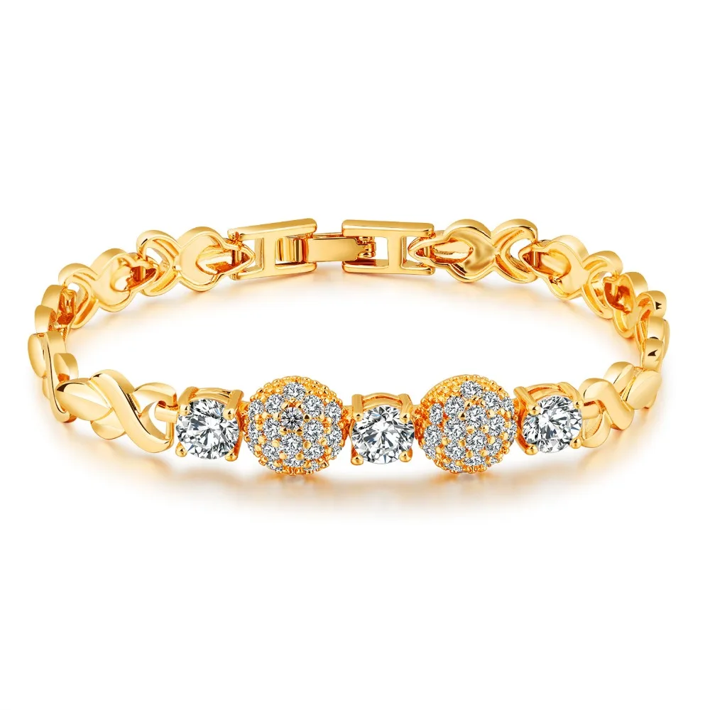 MADALENA SARARA Cubic Zircon Titanium steel Women Bracelet  Gold Tone