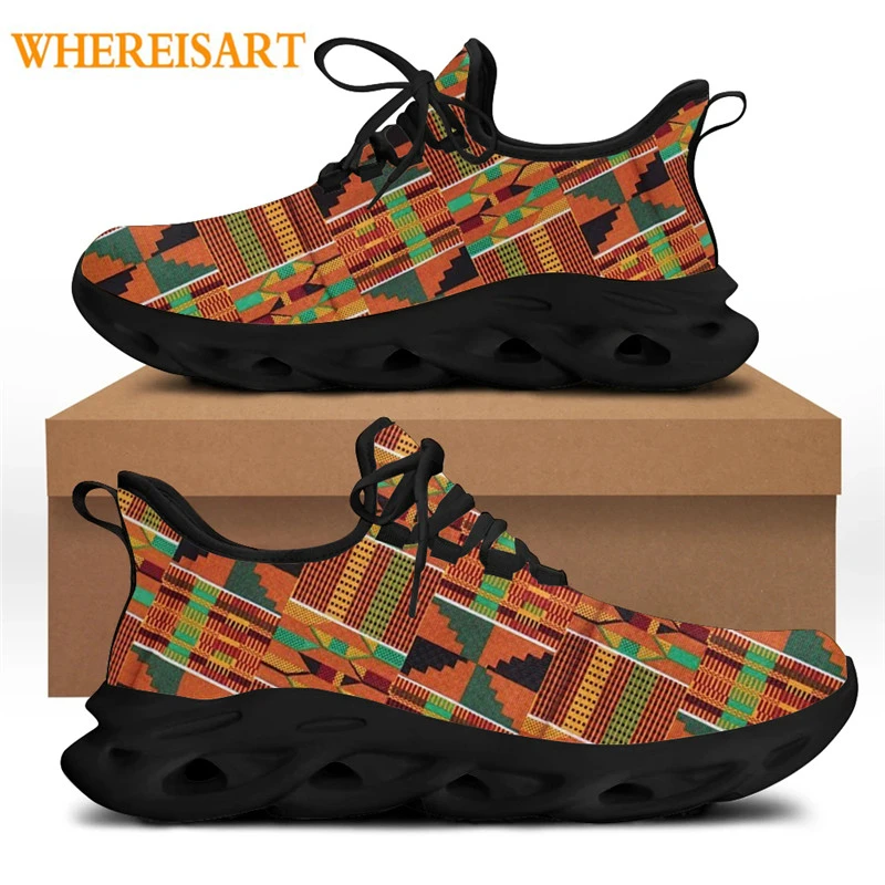 

WHEREISART Men's Vintage Vulcanized Shoes 2021 Brand Design African Ethnic Tribal Design Lace-up Sport Sneaker Breathable Shoe