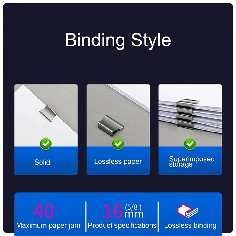 클립 푸시 스테이플러, 고정 클립 스테이플러, 바인딩 클립, 재사용 가능한 휴대용 푸시 클램프 용지, 문서 용지 학교 사무용품