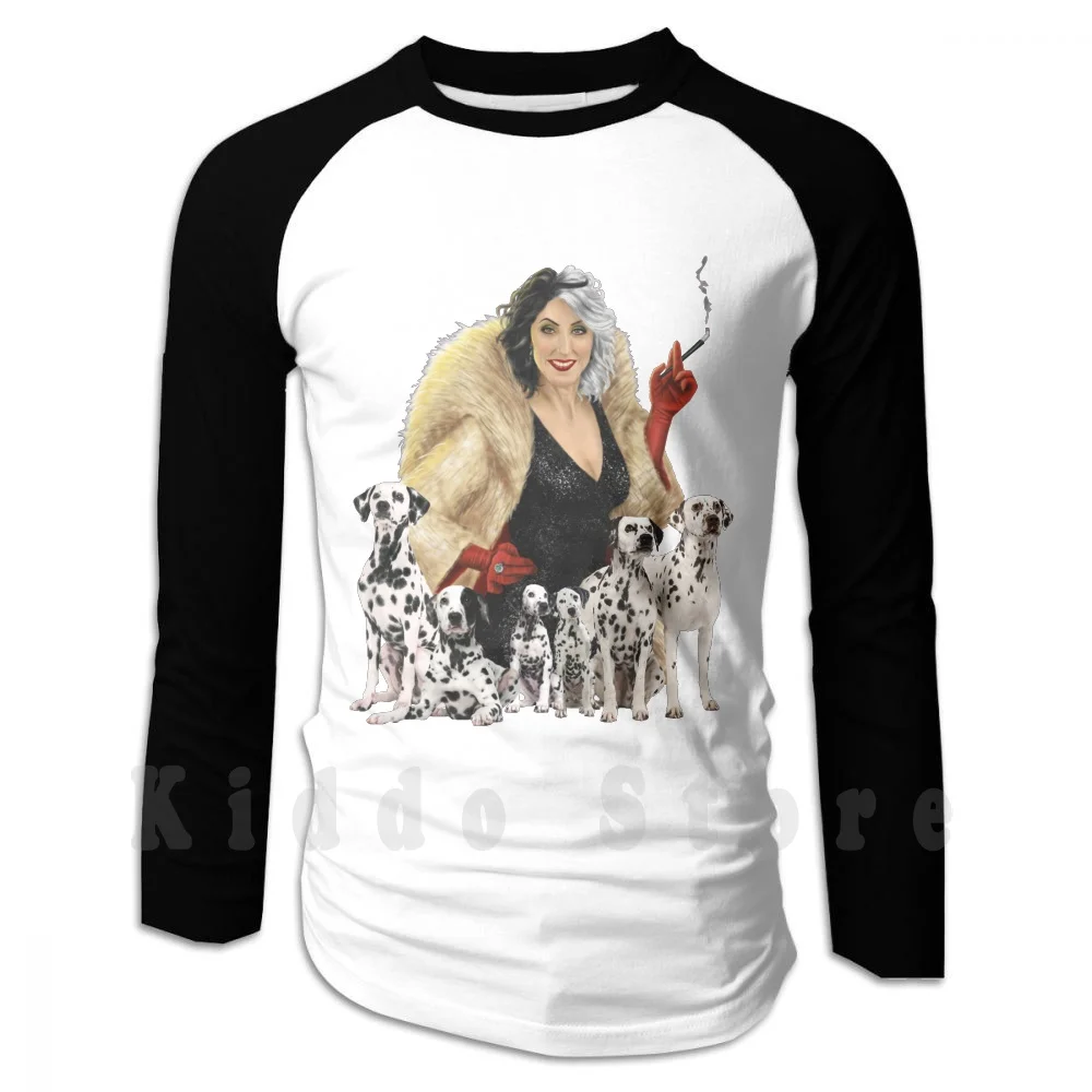 Cruella De Vil Hoodie Long Sleeve Vile Cruella Pas Padilla Villains Fanart Dalmatian 101 Dalmatians Save