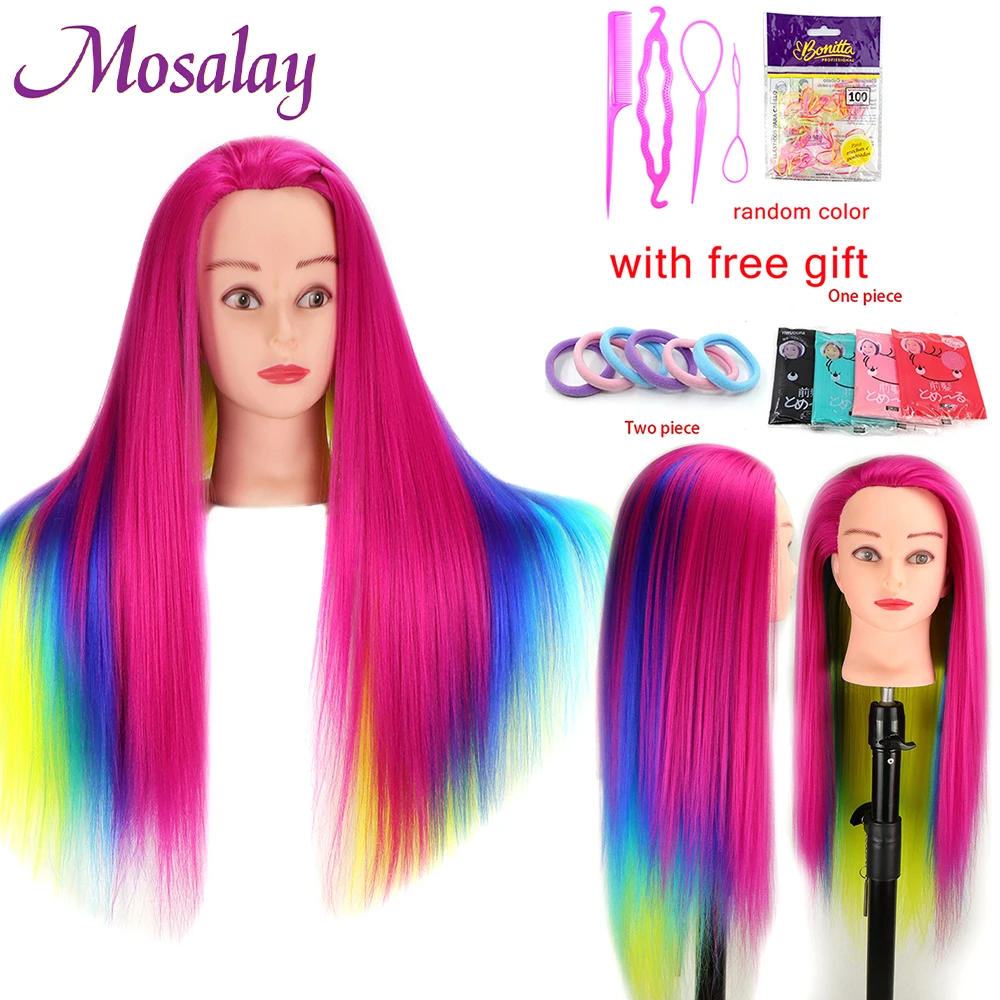 Rainbow Dolls Mannequin Manikin Head With  Synthetic Hair For Hairdressers Hairstyles Hairdressing Styling Training Head