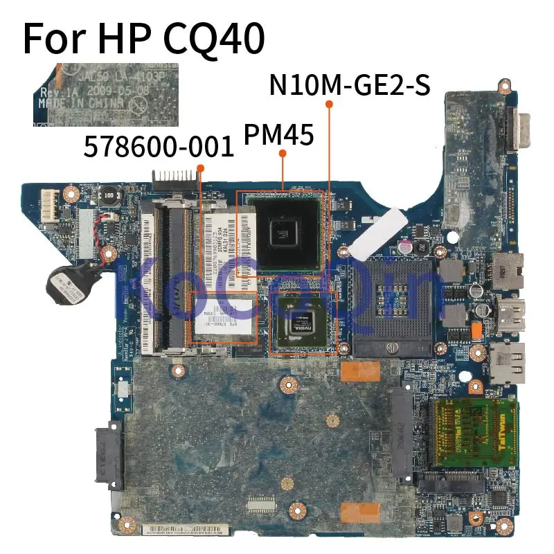 

For HP CQ40 GeForce G103M Notebook Mainboard 578600-001 578600-501 LA-4103P PM45 N10M-GE2-S Laptop Motherboard DDR2