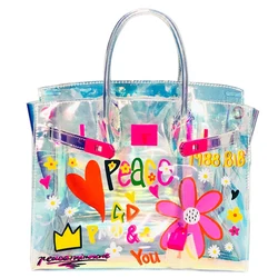 Laser sinfonia holograma impressão floral holográfica bolsas doces fresco chique colorido moda bolsas de ombro presente do dia dos namorados