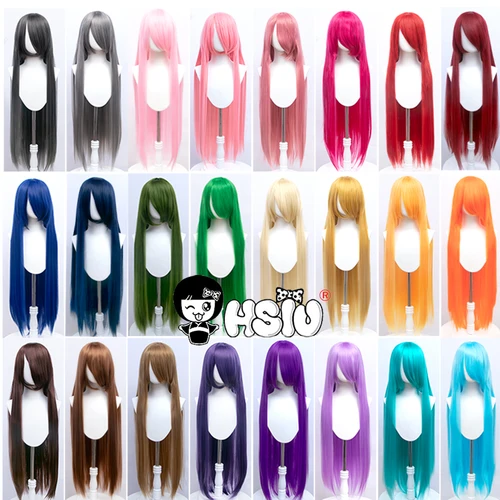 Imagen 2 del producto Anime nuevo estilo Cosplay peluca larga 「HSIU」pelucas de fiesta de Anime 44 colores 100 cm peluca colorida peluca de fibra sintética + gorro de peluca gratis