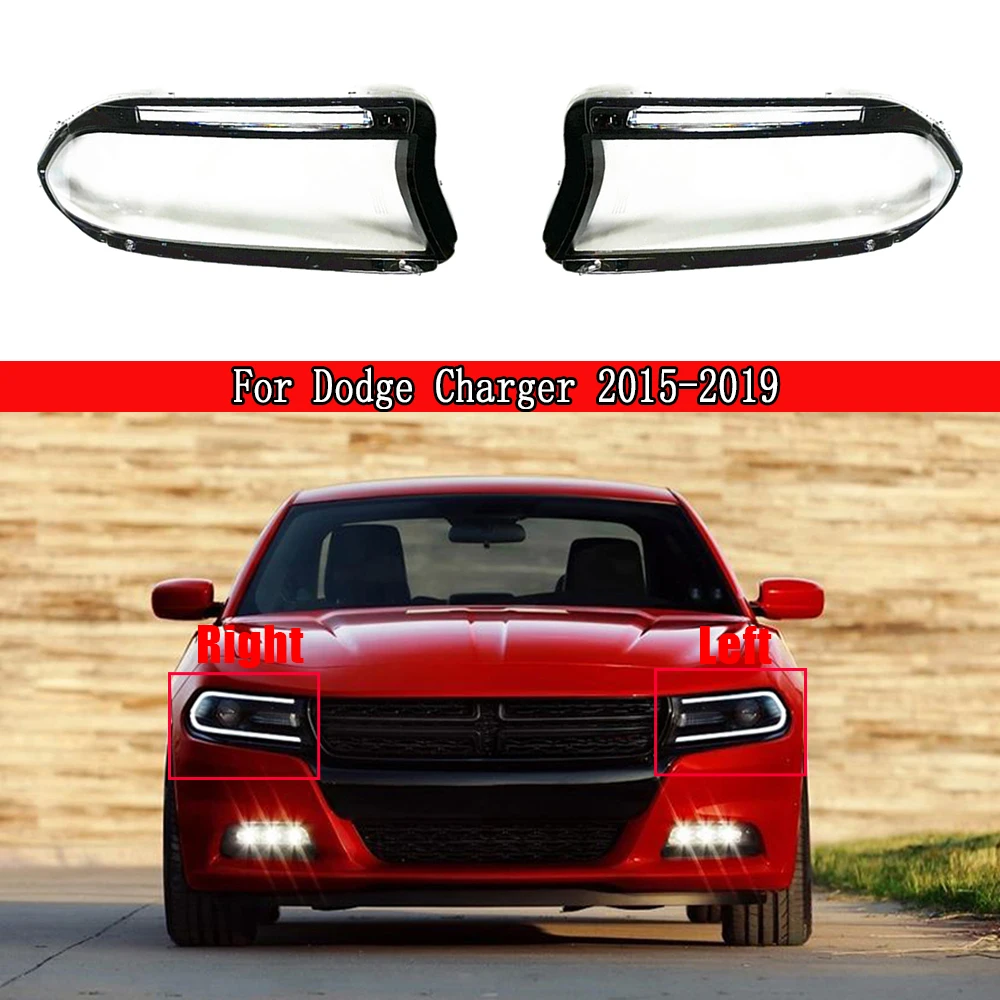 

For Dodge Charger 2015 2016 2017 2018 2019 Front Headlamp Cover Transparent Lampshade Plexiglass Replace Original Lens