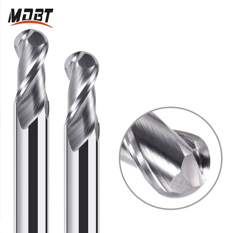 2 ขลุ่ย Ball Nose End Mill HRC45 55 ทังสเตนคาร์ไบด์เครื่องตัด CNC Router Bit Milling เครื่องมือสําหรับอลูมิเนียมอะคริลิคไม้ทองแดงพลาสติก