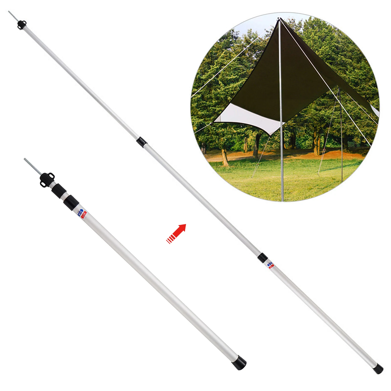 Thicken Aluminum Alloy Tent Pole Adjustable Tent Support Rods Beach Shelter Tarp Awning Pole Replacement Poles Accessories