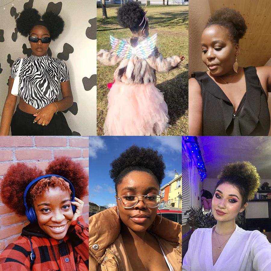 Syntetyczny Afro Hairpiece afrykański Puff sznurkiem włosy w koński ogon bułeczki Chignon akcesoria do włosów dla kobiet czarny brązowy Updo bułeczki