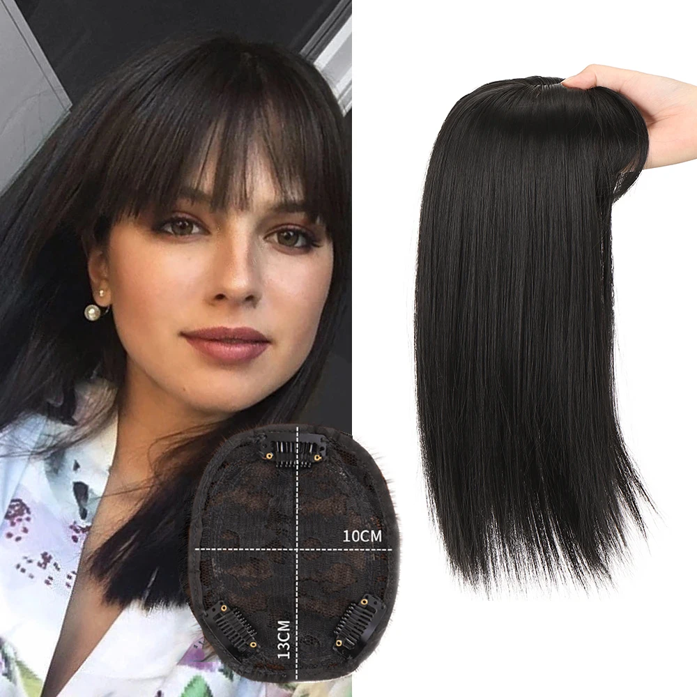 SHANGKE Synthetic Hair Pieces Brown Topper Wig 13x10cm Women Clip In Hair Extensions Base With 3 Clip In Hair Toupee SHANGKE