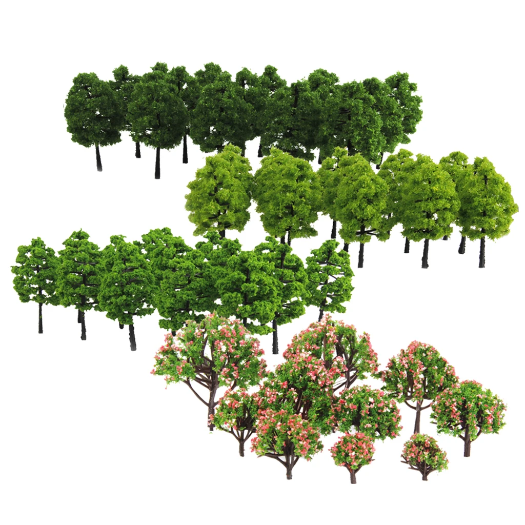 1:75-1:500 modelo árvore kit 70 pçs 3-9cm modelo árvores arquitetura edifícios rua parque jardim vegetação blocos de construção acessórios