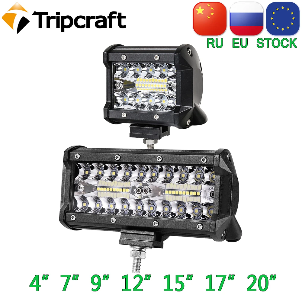 Tripcraft 60W 120W 180W 4x4 Offroad Led Light Bar Combo Beams Offroad Work Lights for Cars SUV ATV Tractor Boat Trucks 12V 24V