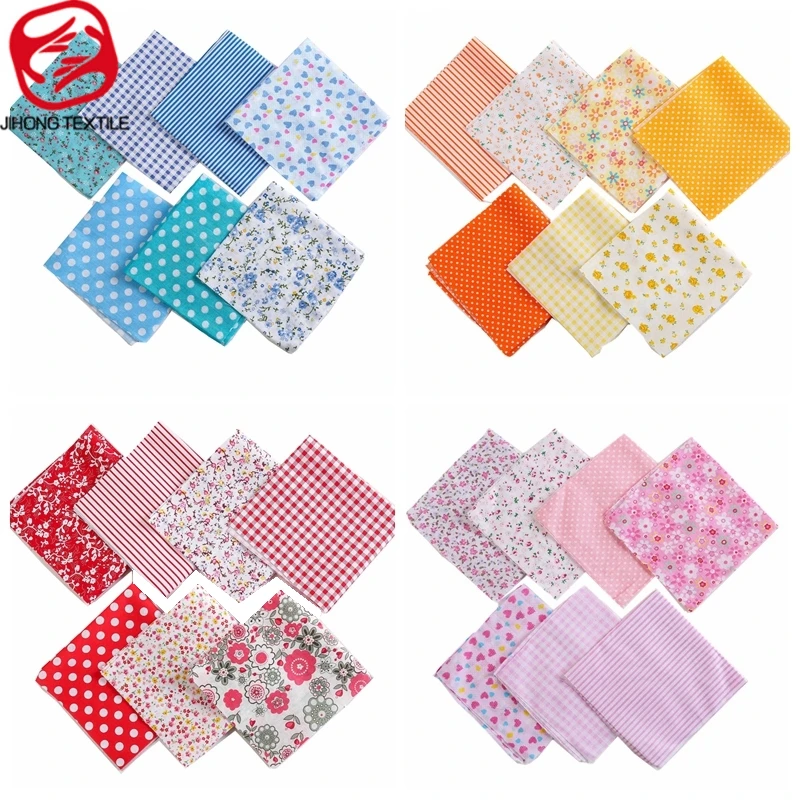 Printed Cotton Fabric for DIY Sewing, Patchwork, Craftsman Cloth, Thin Materials, Sold in Bundles, 24*25cm, 7 PCs/Pack