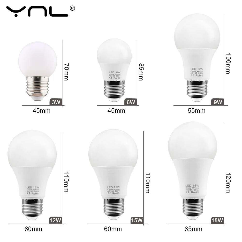 LED Gloeilamp E27 6W 9W 12W 15W 18W LED Lamp AC220V Smart IC Koud wit/Warm Wit Home Bombilla Ampul Lampada LED Spotlight