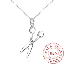 New Fashion 925 Sterling Silver Cool Punk Scissors Pendant Necklace Men's Necklace