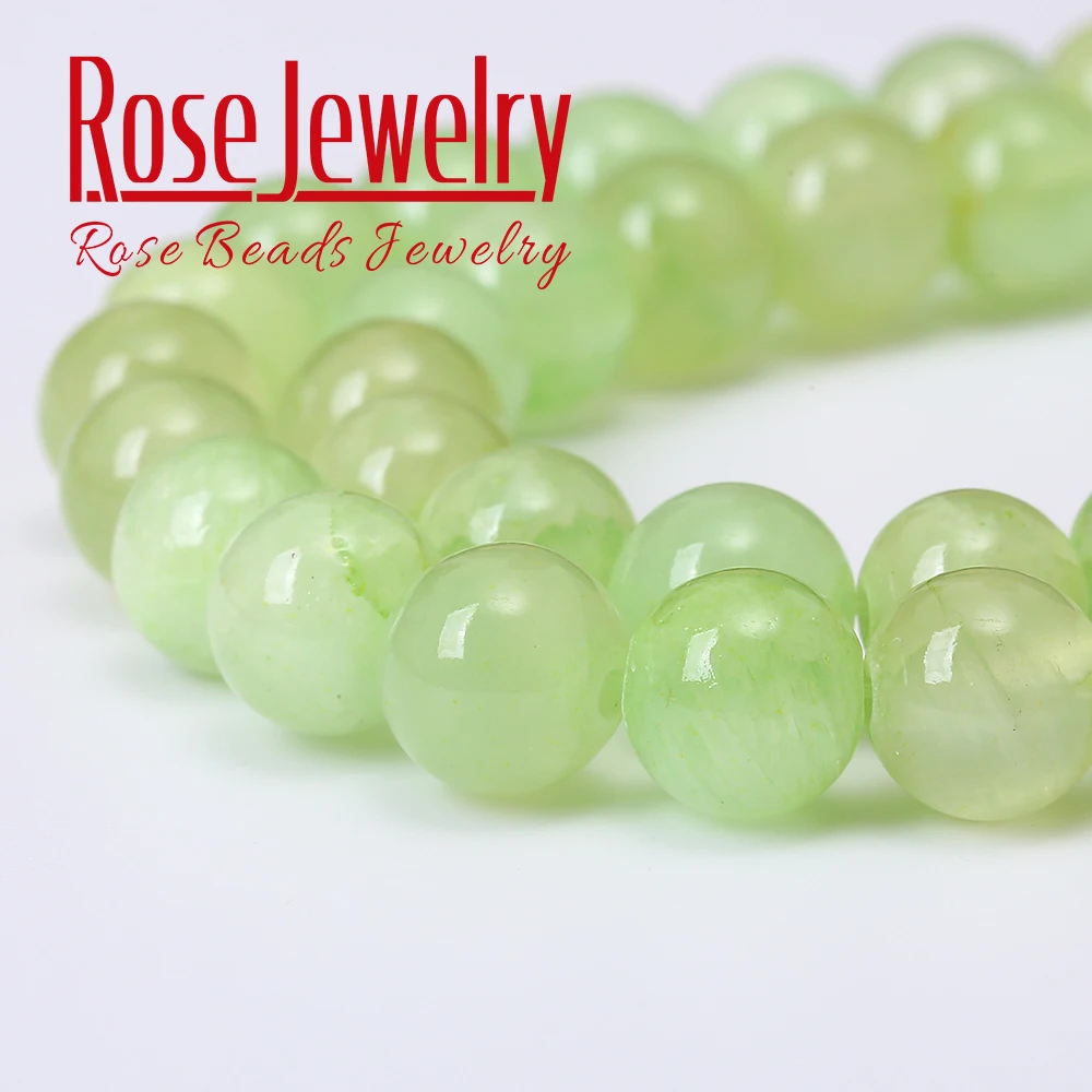 Natural Stone Flower Green Jades Beads Round Loose Beads For Jewelry Making DIY Bracelets Necklace 15\'\' Strand 4/6/8/10/12 mm