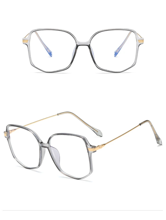 Übergroße Polygon-Myopie-Brille Frauen transparenter grüner Rahmen photo chrome Dioptrien brille Rezept 0-150-156 bis-0,5 – Detail 5