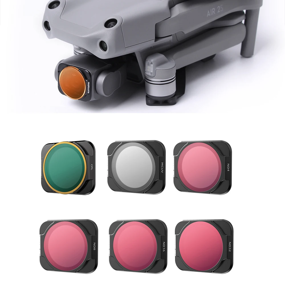 Drone Filter For DJI Mavic Air 2S Set UV/CPL/ND/PL/8/15/32/64/1000 Neutral Density Polar Adjustable 2-5/6-9 6pcs Kit Accessories