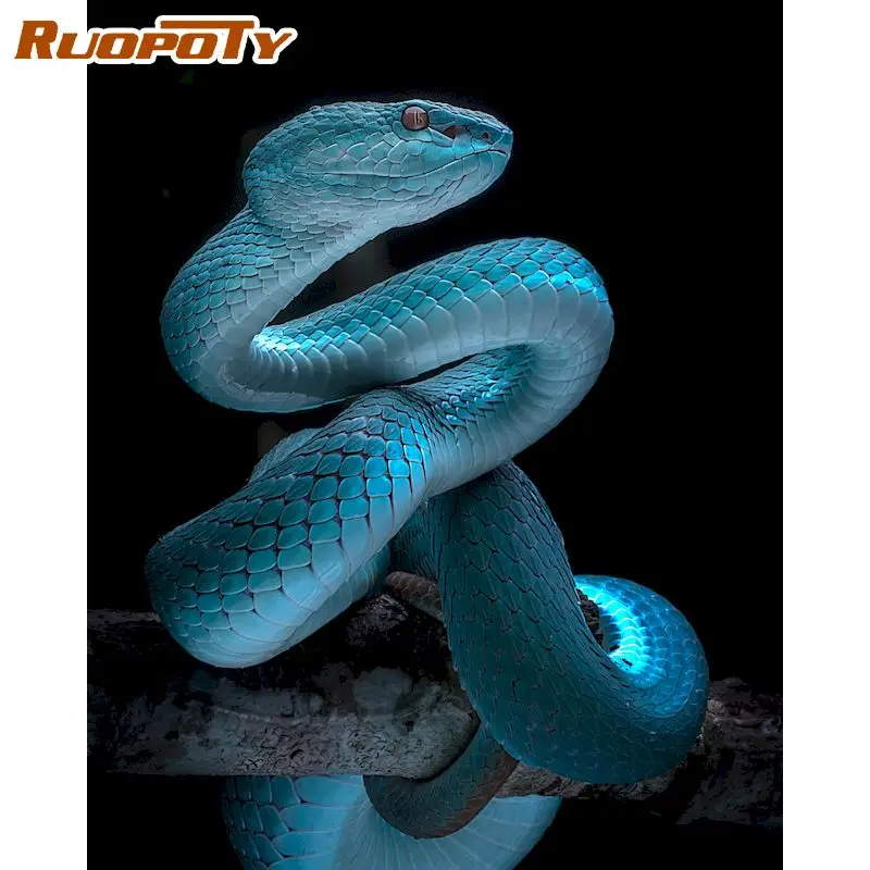 RUOPOTY 5D DIY Diamond Embroidery Scary Snake Hobbies And Crafts Diamond Painting Mosaic Cross Stitch Kit Animals Home Decor