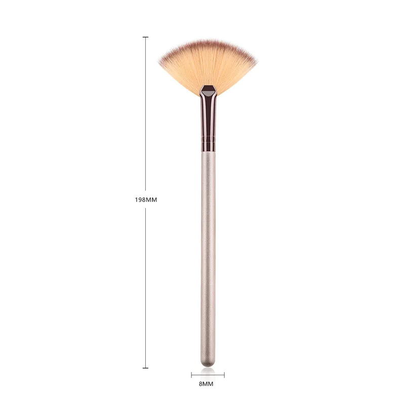 1 Pcs Professional Fan Makeup Brush Blending Highlighter Contour Face Loose Powder Brush champagne Gold Cosmetic Beauty Tools