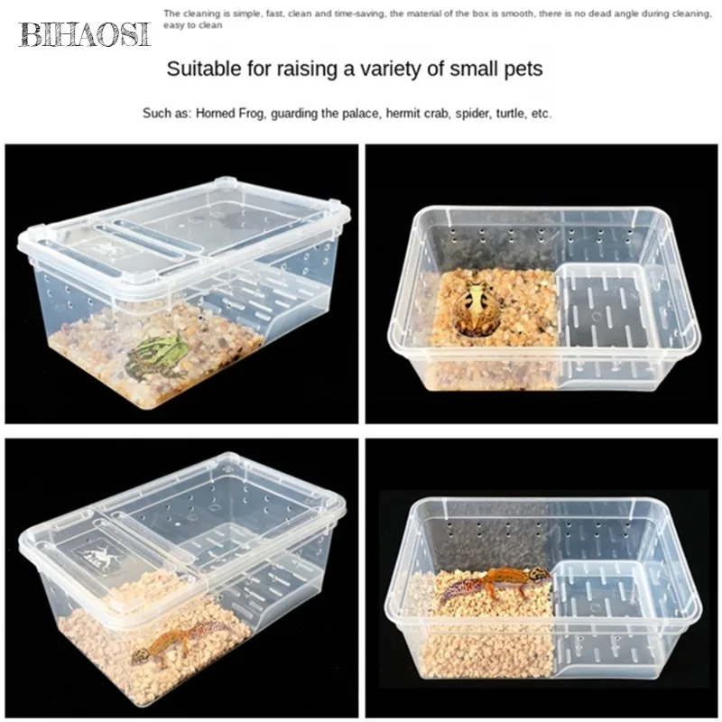 5pieces Reptile feeding box amphibious feeding box palace guard ciliary horn spider insect turtle player snake anti escape