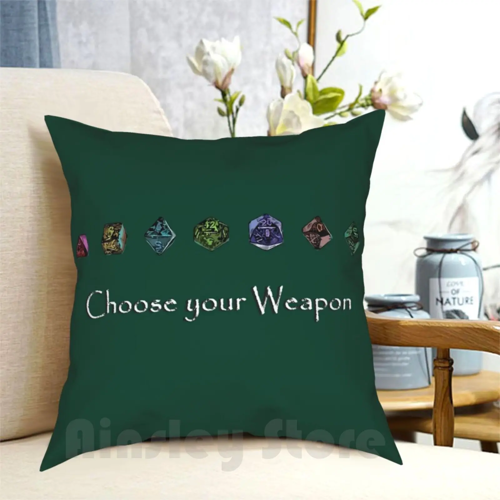 D&D Dice Pillow Case Printed Home Soft DIY Pillow cover D D Pathfinder Dice Colors Nerd Forms Choose Your Weapon Adventure