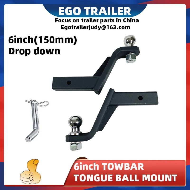 EgoTrailer 6inch Drop Towbar Tow Bar Ball Mount Tongue Hitch Trailer Car RV boat parts accessories with ball and safety pin