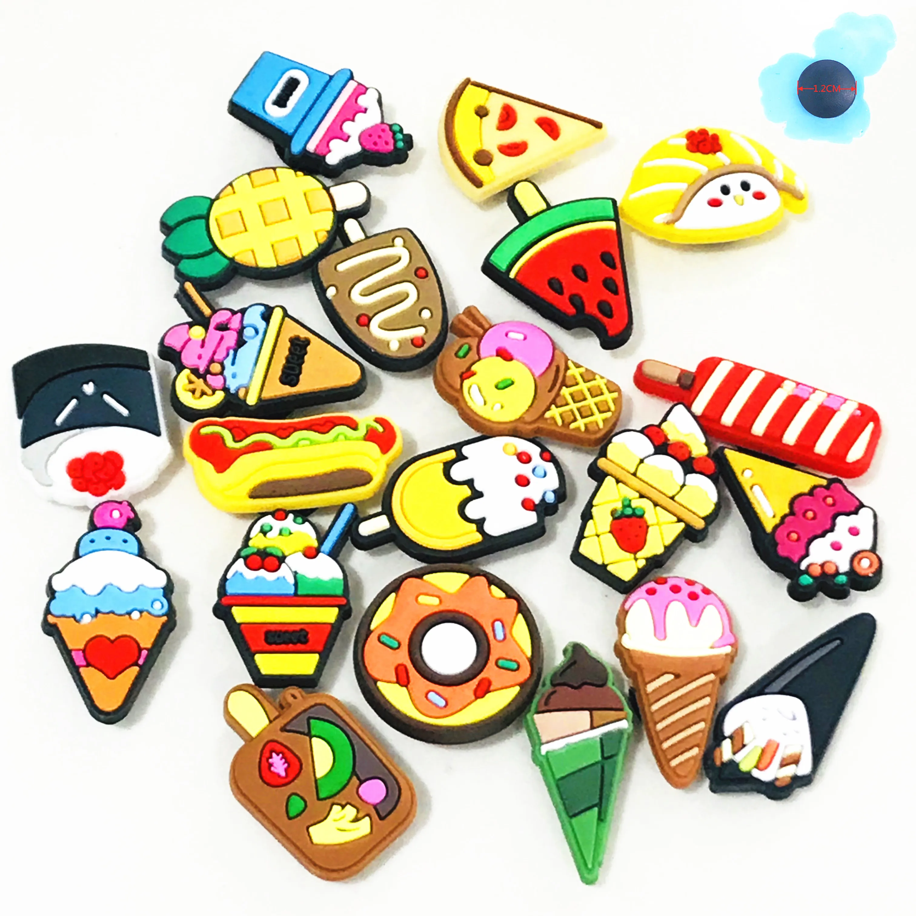 1Pcs Watermelon Dessert Cake Ice Cream Pizza Donut Shoe Charms Shoe Accessories Cute Decoration Diy Wristbands  Shoes 