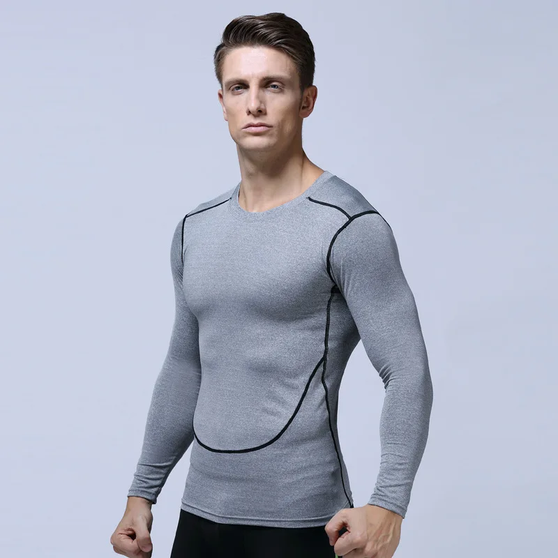 Tight men's sports running fitness clothing sweat-absorbent breathable basketball wear quick-drying compression clothing Tops