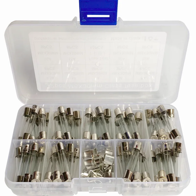 

72Pcs/lot 6*30mm Quick Blow Glass Tube Fuse Assorted Kit Fast Blow Glass Fuses 250V (0.5A-30A)