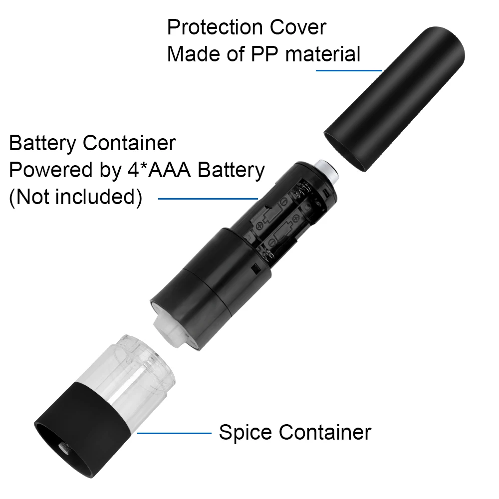 Molinillo de especias eléctrico automático, molinillo de sal y pimienta, accesorios de cocina, herramientas de cocina, botella de condimento, Gadget con luz LED