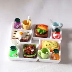 5 sztuk/zestaw domek dla lalek miniaturowy chleb tostowy dżem Model żywności płytki talerz kubek łyżka dla Doll House Play kuchnia Accessoreis