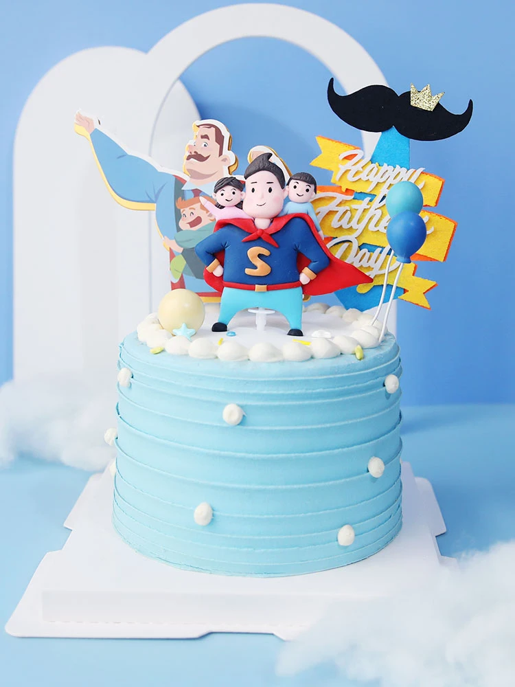 Love you Daddy son daughter Super Hero Dad Birthday Cake topper for Father's Day cool man birthday baking tool